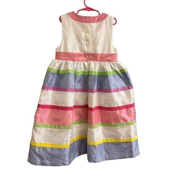 Gymboree Satin Sleeveless Pastel Striped Easter Dress Size 8 NEW Pink Purple - Picture 2 of 5